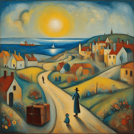 Village path at sunset