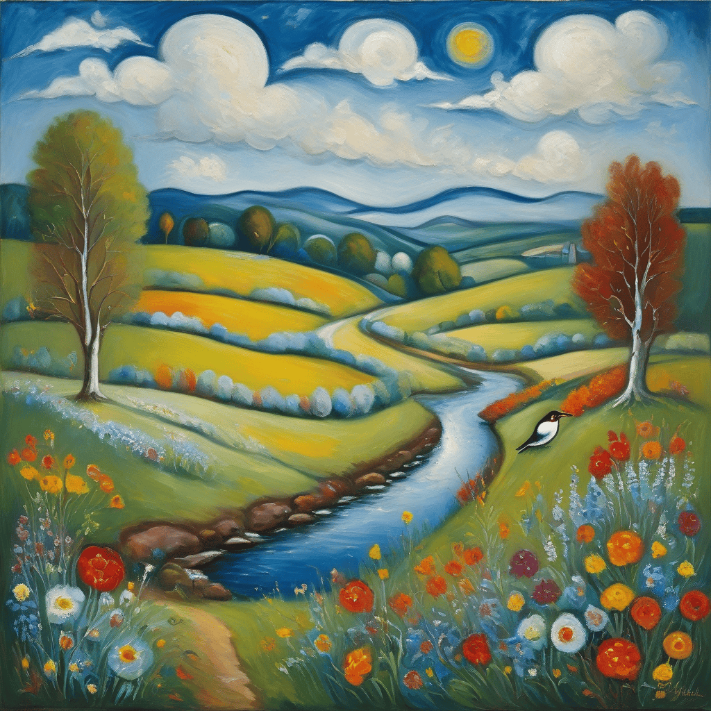 Rolling hills with wildflowers